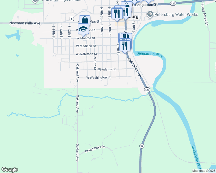 map of restaurants, bars, coffee shops, grocery stores, and more near 901 South 9th Street in Petersburg