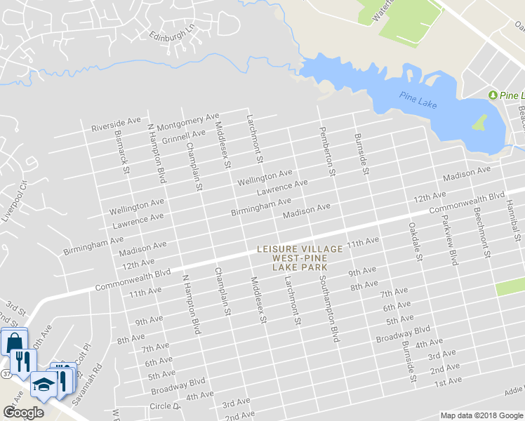 map of restaurants, bars, coffee shops, grocery stores, and more near 1032 Birmingham Avenue in Toms River