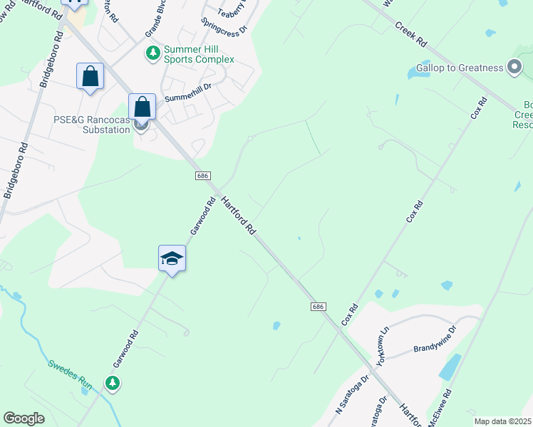 map of restaurants, bars, coffee shops, grocery stores, and more near 704 Walton Court in Moorestown