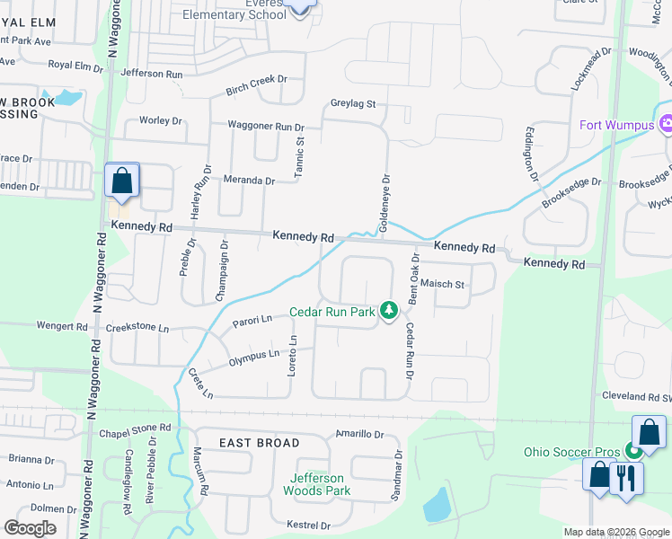 map of restaurants, bars, coffee shops, grocery stores, and more near 808 Holly Farms Drive in Blacklick