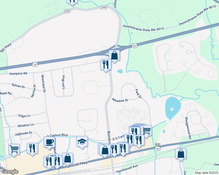 map of restaurants, bars, coffee shops, grocery stores, and more near 328 Bondsville Road in Downingtown