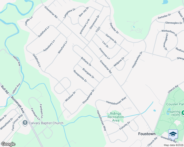 map of restaurants, bars, coffee shops, grocery stores, and more near 1335 Briargate Drive in York