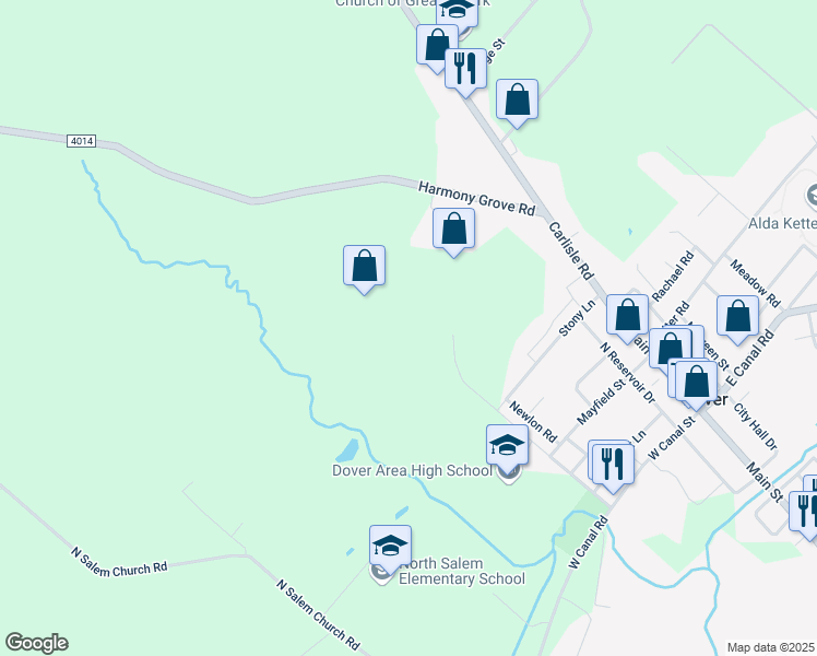 map of restaurants, bars, coffee shops, grocery stores, and more near in Dover