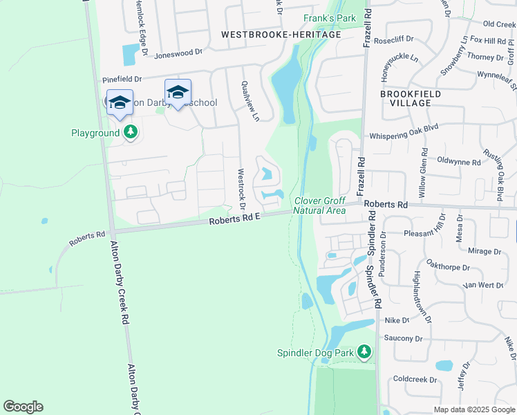 map of restaurants, bars, coffee shops, grocery stores, and more near 2600 Westrock Drive in Hilliard