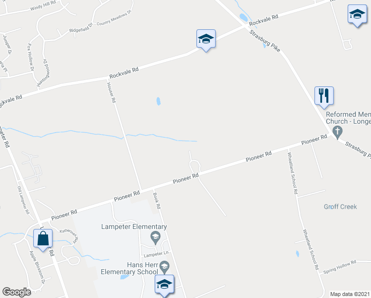 map of restaurants, bars, coffee shops, grocery stores, and more near 1835 Pioneer Road in Lancaster