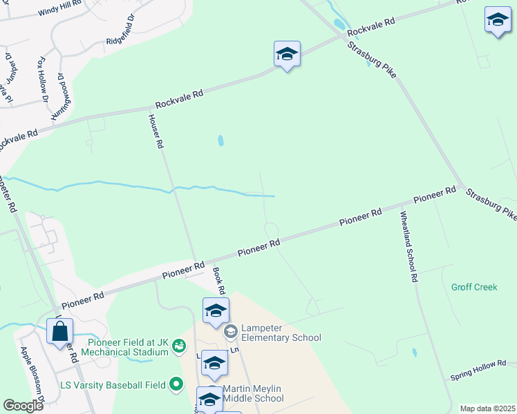 map of restaurants, bars, coffee shops, grocery stores, and more near 1835 Pioneer Road in Lancaster