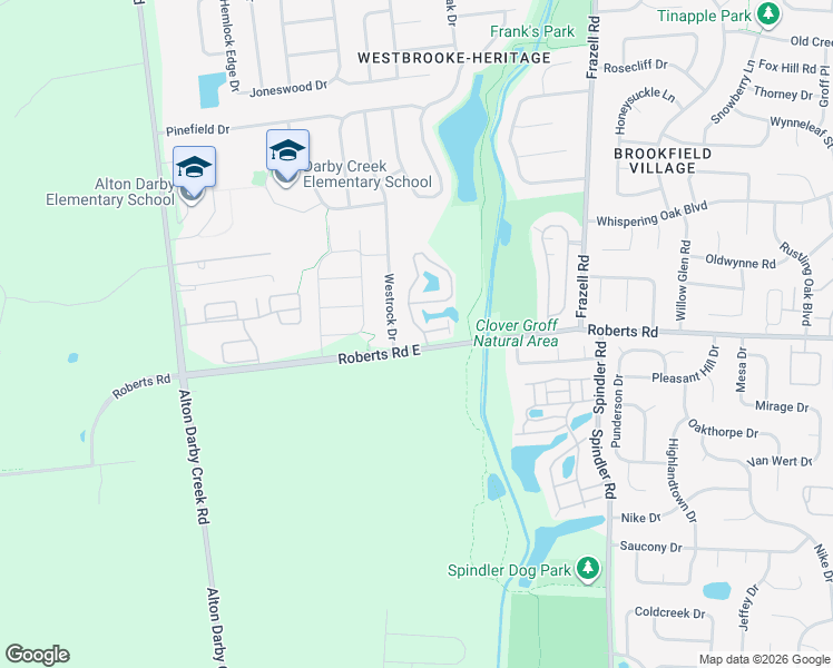 map of restaurants, bars, coffee shops, grocery stores, and more near 2591 Goldenstrand Drive in Hilliard