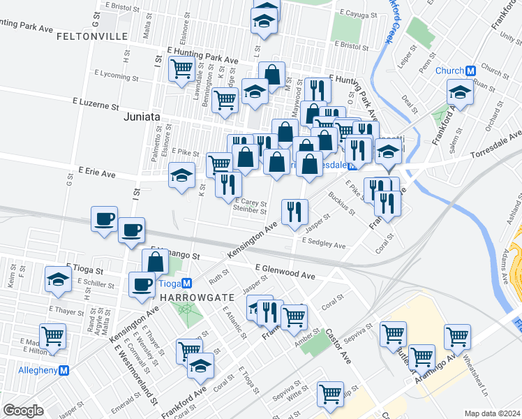 map of restaurants, bars, coffee shops, grocery stores, and more near 3737 Glendale Street in Philadelphia