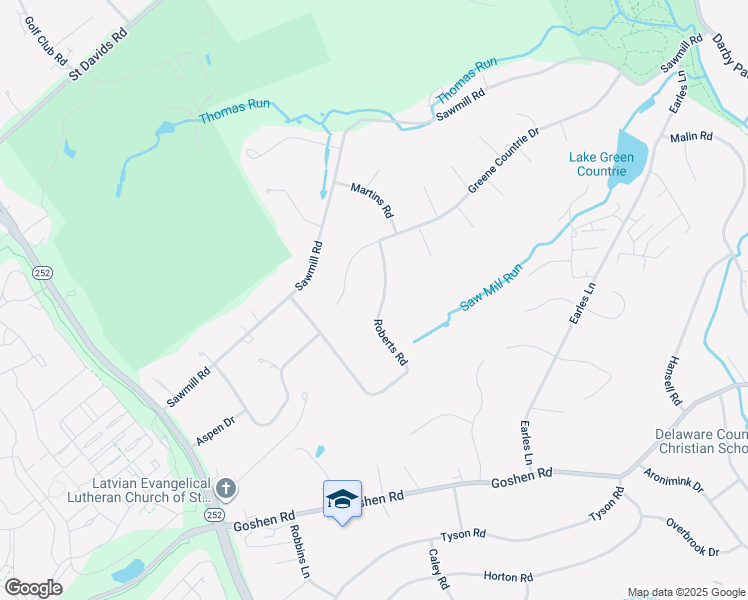 map of restaurants, bars, coffee shops, grocery stores, and more near 10 Roberts Road in Newtown Square