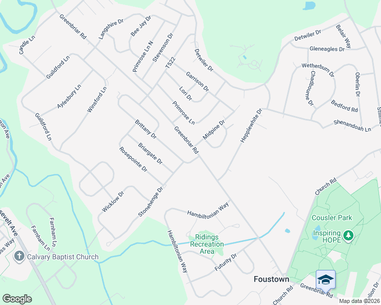 map of restaurants, bars, coffee shops, grocery stores, and more near 1291 Greenbriar Road in York