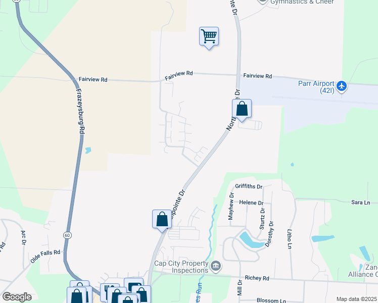 map of restaurants, bars, coffee shops, grocery stores, and more near 1420 Autumn Drive in Zanesville