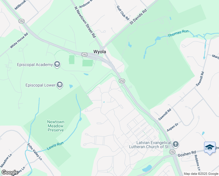 map of restaurants, bars, coffee shops, grocery stores, and more near 564 Liseter Road in Newtown Square