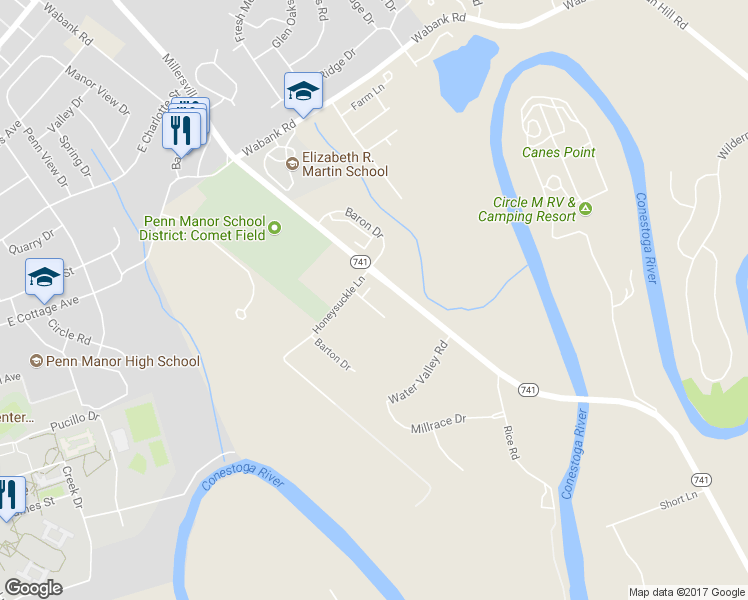 map of restaurants, bars, coffee shops, grocery stores, and more near 1927 Edington Place in Lancaster