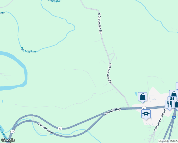 map of restaurants, bars, coffee shops, grocery stores, and more near 298 Crestview Road in Breezewood