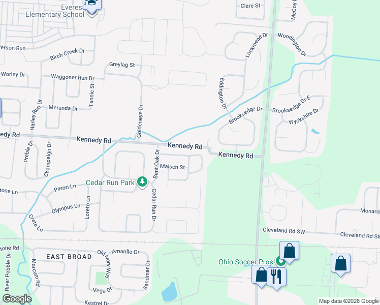 map of restaurants, bars, coffee shops, grocery stores, and more near 8722 Brenstuhl Park Drive in Blacklick