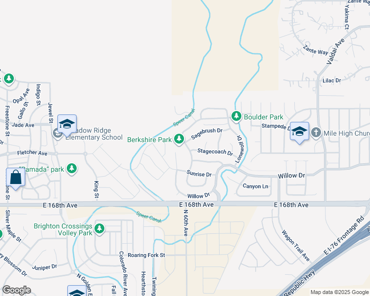 map of restaurants, bars, coffee shops, grocery stores, and more near 145 Shenandoah Way in Brighton