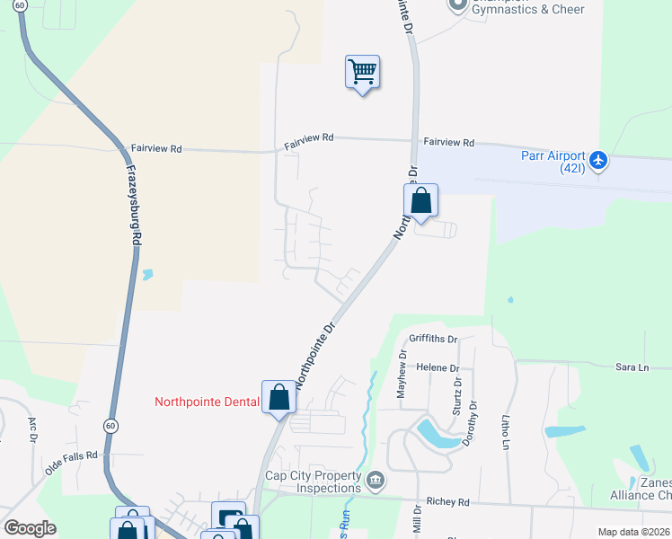 map of restaurants, bars, coffee shops, grocery stores, and more near 4310 Harrington Drive in Zanesville