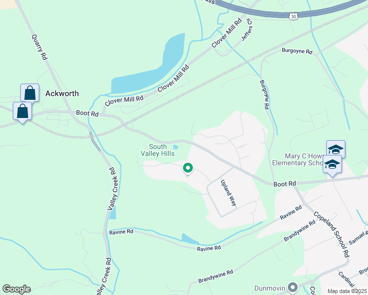 map of restaurants, bars, coffee shops, grocery stores, and more near 1048 West Boot Road in Downingtown