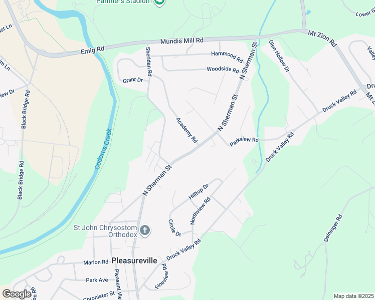 map of restaurants, bars, coffee shops, grocery stores, and more near 2640 North Sherman Street in York