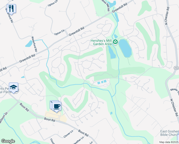 map of restaurants, bars, coffee shops, grocery stores, and more near 482 Eaton Way in West Chester