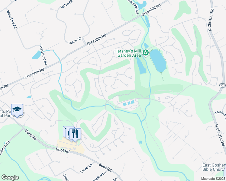 map of restaurants, bars, coffee shops, grocery stores, and more near 482 Eaton Way in West Chester