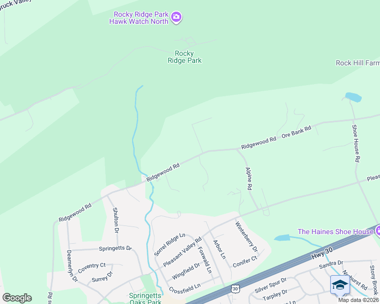 map of restaurants, bars, coffee shops, grocery stores, and more near 3925 Ridgewood Road in York
