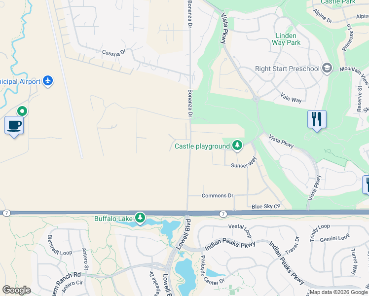 map of restaurants, bars, coffee shops, grocery stores, and more near 290 Skylane Drive in Erie