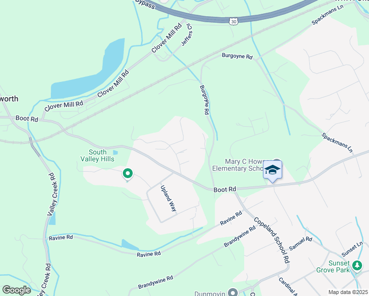 map of restaurants, bars, coffee shops, grocery stores, and more near 1397 Highland Avenue in Downingtown