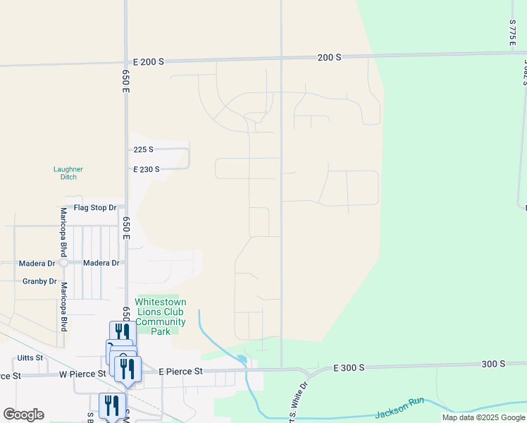 map of restaurants, bars, coffee shops, grocery stores, and more near 2402 South 700 East in Whitestown