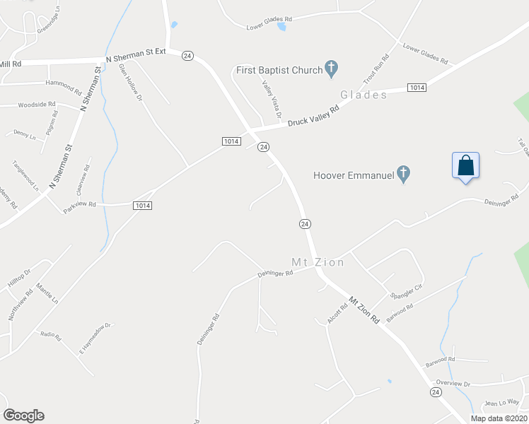 map of restaurants, bars, coffee shops, grocery stores, and more near 2516 Mount Zion Road in York