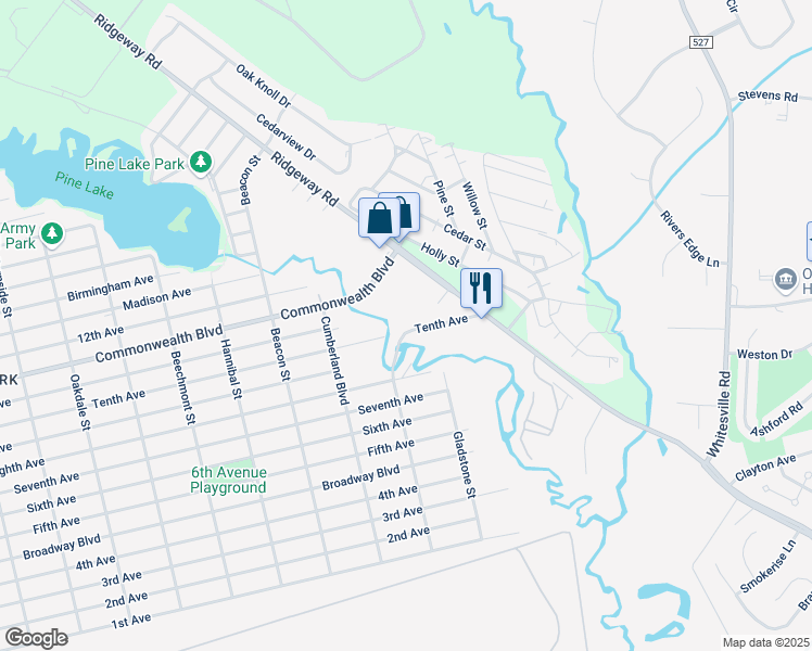 map of restaurants, bars, coffee shops, grocery stores, and more near 2123 10th Avenue in Toms River
