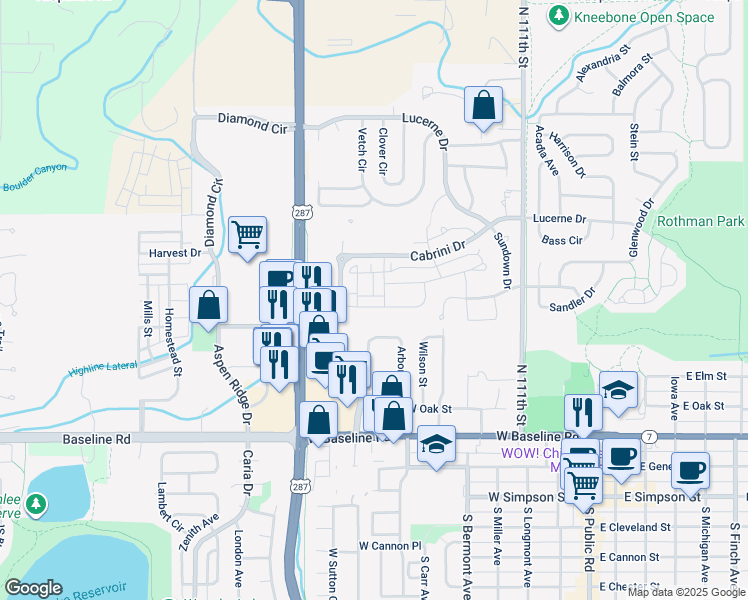 map of restaurants, bars, coffee shops, grocery stores, and more near 748 San Juan Drive in Lafayette