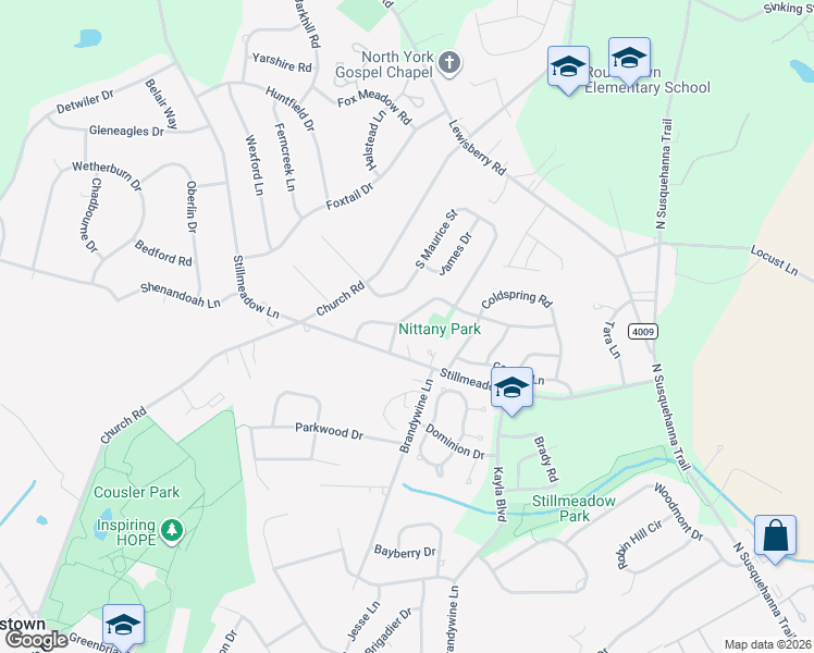 map of restaurants, bars, coffee shops, grocery stores, and more near 680 Olmstead Way in York