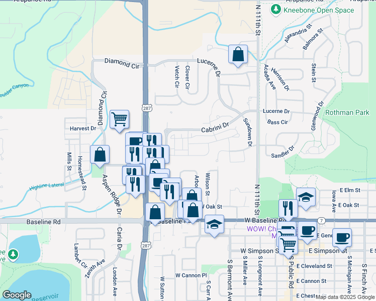 map of restaurants, bars, coffee shops, grocery stores, and more near 748 San Juan Drive in Lafayette