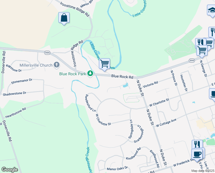 map of restaurants, bars, coffee shops, grocery stores, and more near 35 Sunrise Terrace in Millersville