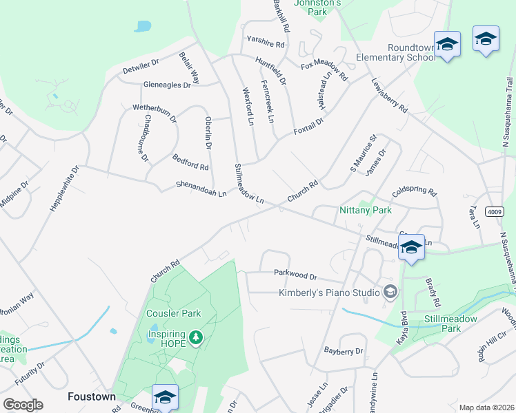 map of restaurants, bars, coffee shops, grocery stores, and more near 2550 Stillmeadow Lane in York