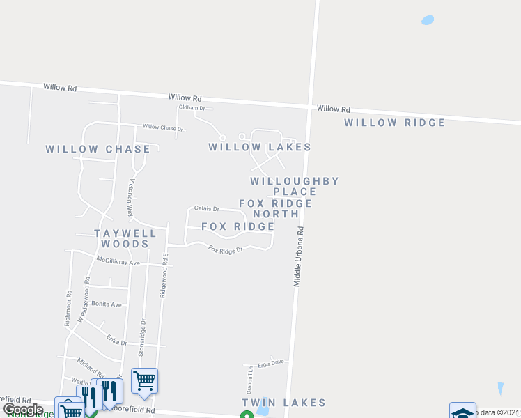 map of restaurants, bars, coffee shops, grocery stores, and more near 1842 Dunseth Lane in Springfield
