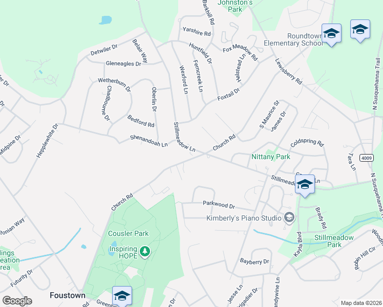 map of restaurants, bars, coffee shops, grocery stores, and more near 2550 Stillmeadow Lane in York