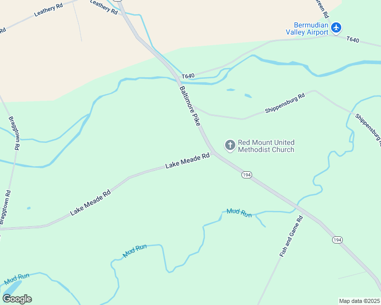map of restaurants, bars, coffee shops, grocery stores, and more near 3217 Lake Meade Road in East Berlin