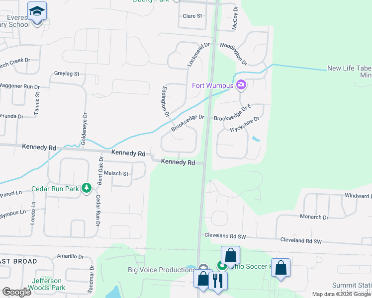 map of restaurants, bars, coffee shops, grocery stores, and more near 239 Stonemast Loop in Pataskala