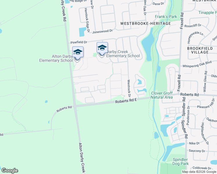 map of restaurants, bars, coffee shops, grocery stores, and more near 6176 Golden Lane in Hilliard
