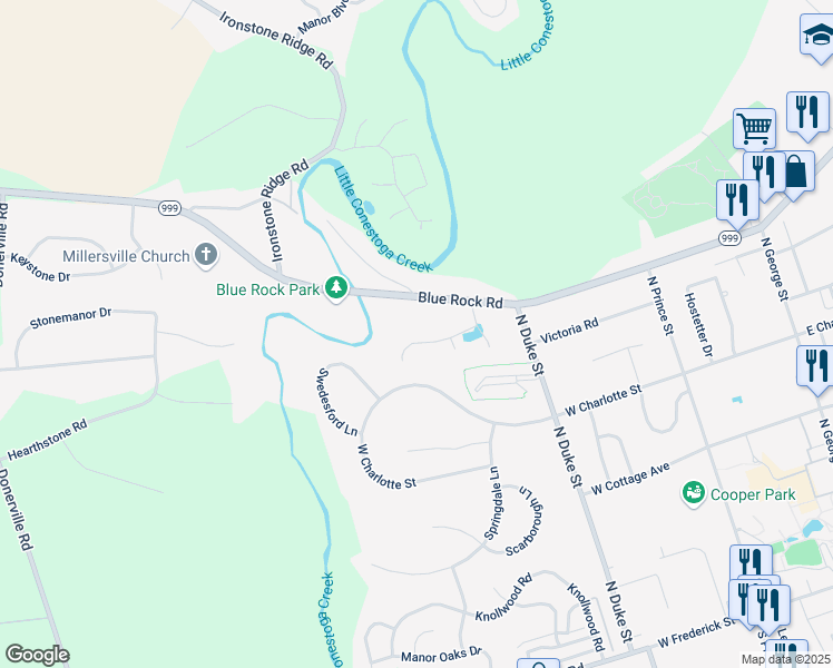 map of restaurants, bars, coffee shops, grocery stores, and more near 35 Sunrise Terrace in Millersville