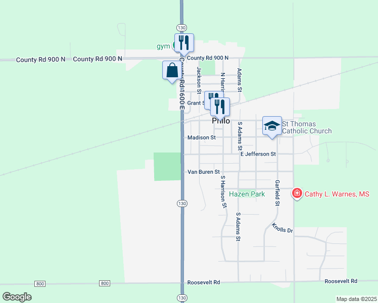 map of restaurants, bars, coffee shops, grocery stores, and more near 206 West Jefferson Street in Philo