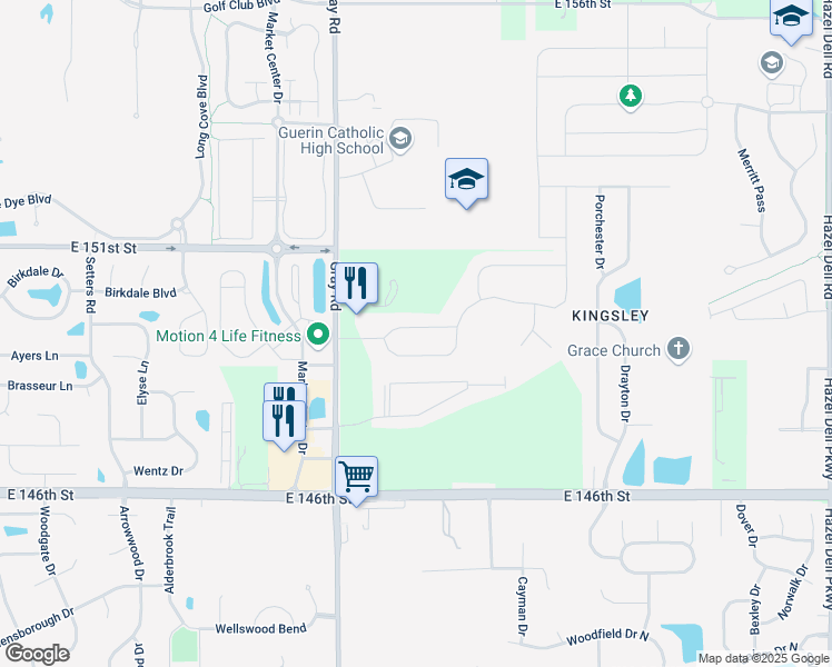 map of restaurants, bars, coffee shops, grocery stores, and more near 4965 Holston Hills Drive in Noblesville