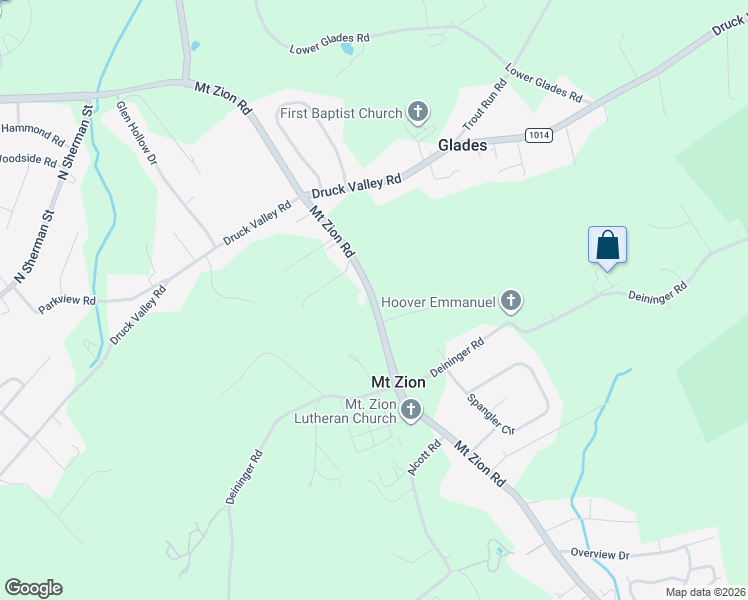 map of restaurants, bars, coffee shops, grocery stores, and more near 2368 Mount Zion Road in York