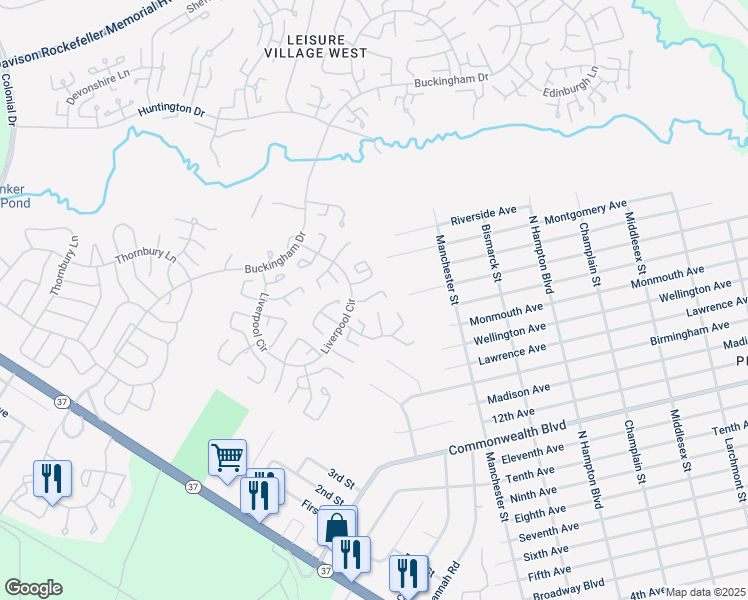 map of restaurants, bars, coffee shops, grocery stores, and more near 782C Liverpool Circle in Manchester Township