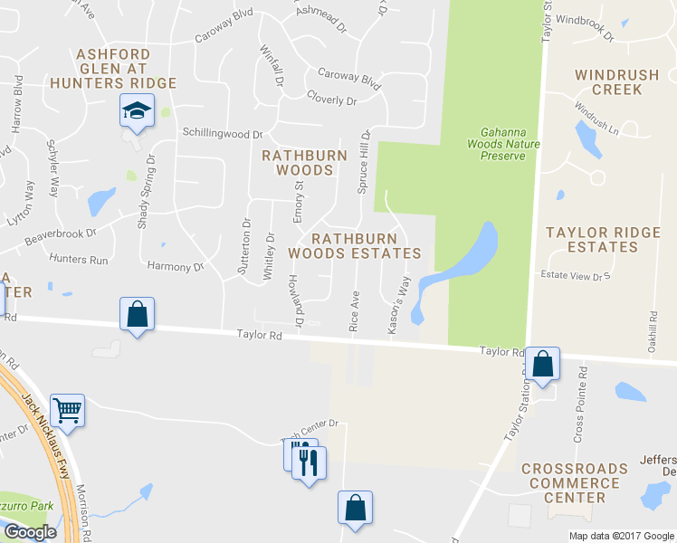 map of restaurants, bars, coffee shops, grocery stores, and more near 490 Whitson Drive in Columbus
