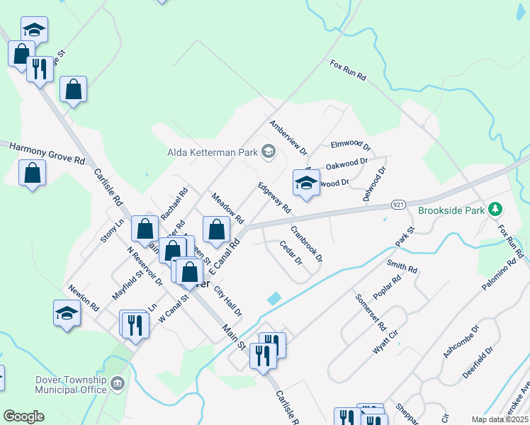 map of restaurants, bars, coffee shops, grocery stores, and more near 116 Fairview Avenue in Dover
