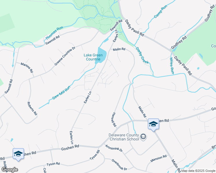 map of restaurants, bars, coffee shops, grocery stores, and more near 232 Hansell Road in Newtown Square
