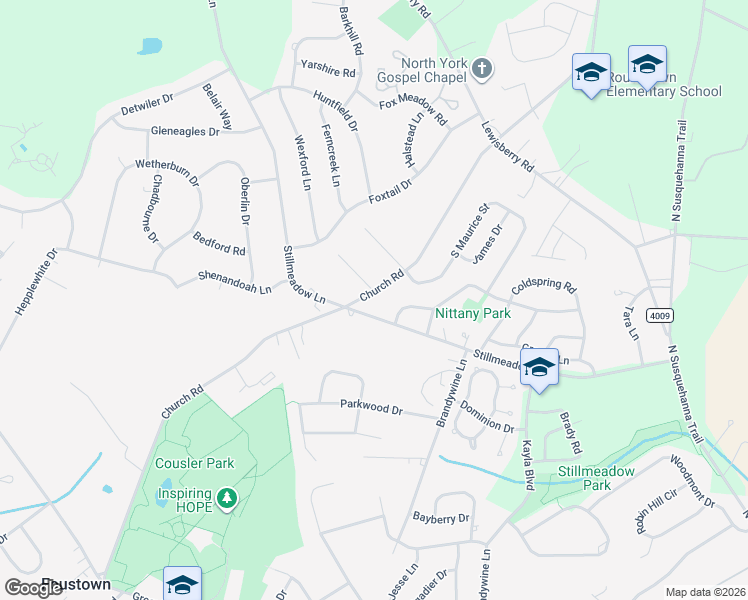 map of restaurants, bars, coffee shops, grocery stores, and more near 788 Church Road in York
